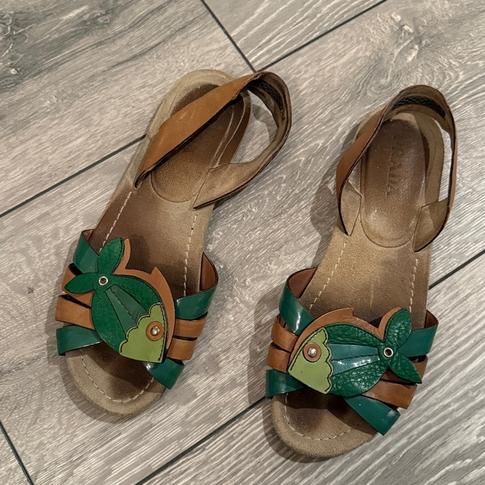 Prada Leather Fish Pattern Sandals